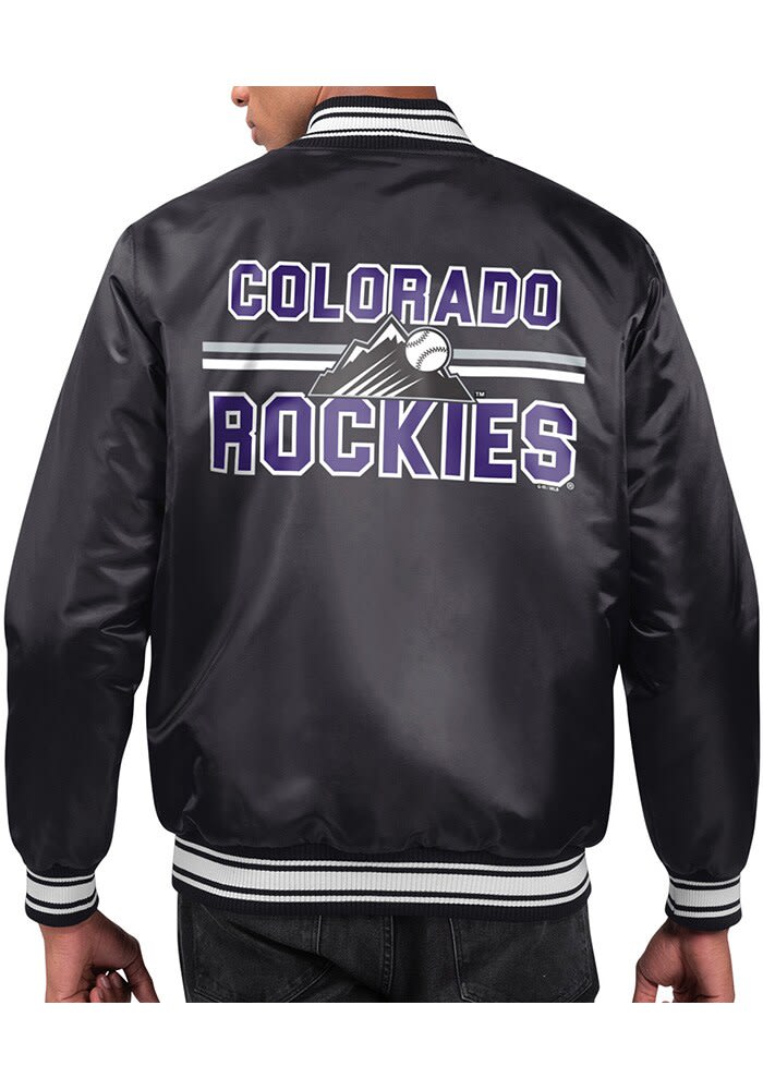 Starter Colorado Rockies Mens BLACK Stacked Logo Medium