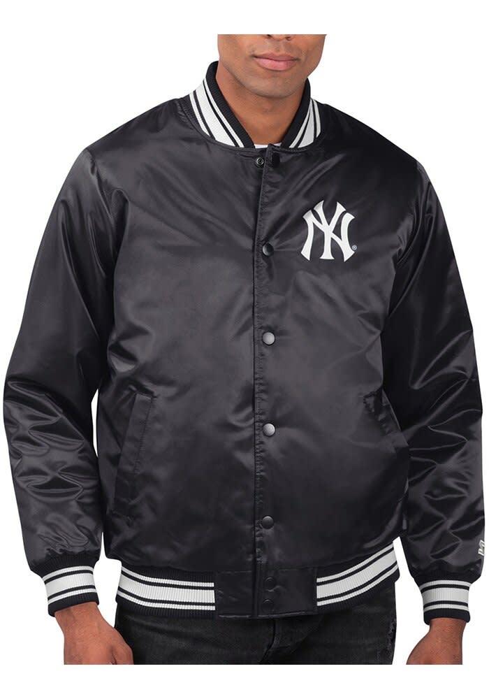 Starter New York Yankees Mens BLACK Stacked Logo Medium
