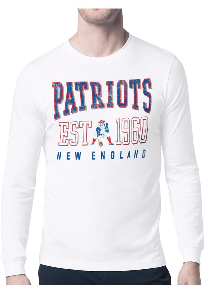 Men s Starter White New England Patriots Throwback Logo Long Sleeve T Shirt Size Large