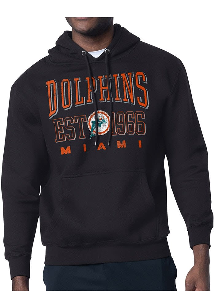 Starter Miami Dolphins Mens BLACK Retro Hoodie - 434402592