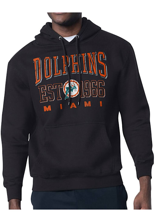 Starter Miami Dolphins Mens BLACK Retro Hoodie 434402592