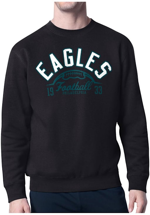 Starter Philadelphia Eagles Mens BLACK Half Ball Crew Sweatshirt