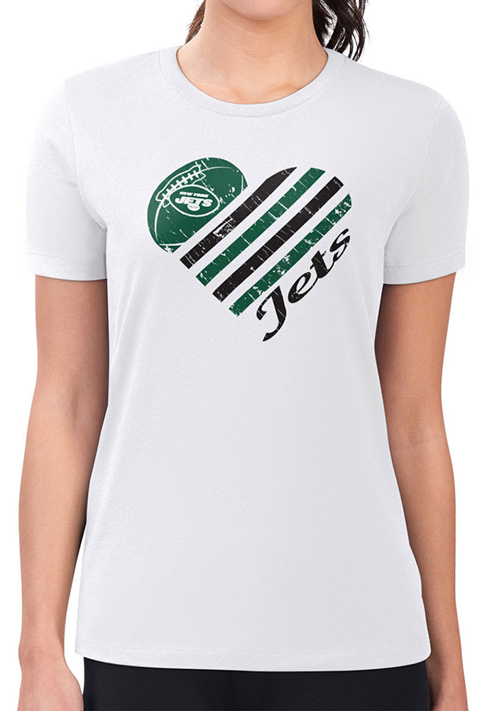 4Her New York Jets Womens Heart Fitted Design T Shirt White