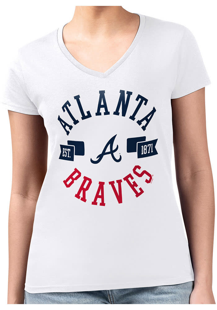 4Her Atlanta Braves Womens White City Fitted Design Short Sleeve T Shirt
