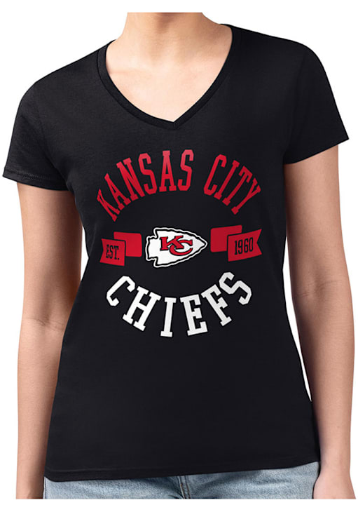 4Her Kansas City Chiefs Womens BLACK City Fitted Design T-Shirt