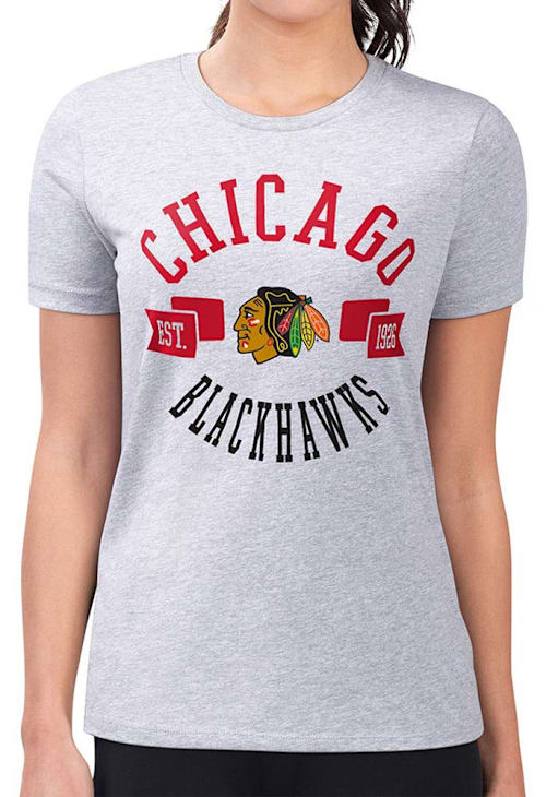 4Her Chicago Blackhawks Womens HEATHER GREY City Fitted T-Shirt