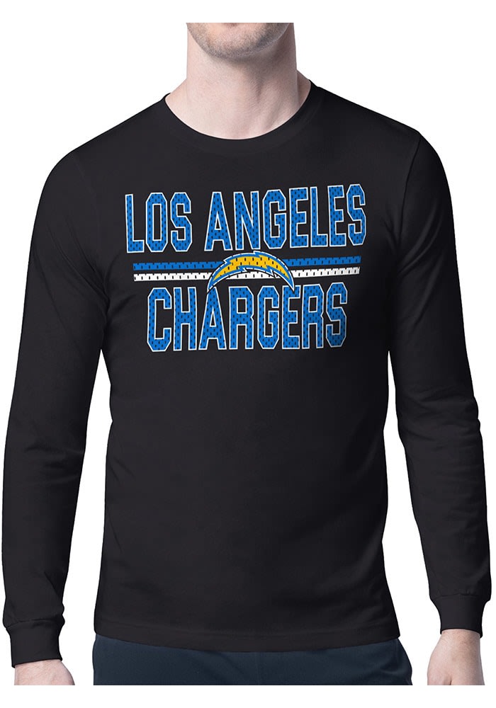 Men s Starter Black Los Angeles Chargers Team Mesh Print Graphic Long Sleeve T Shirt Size Small