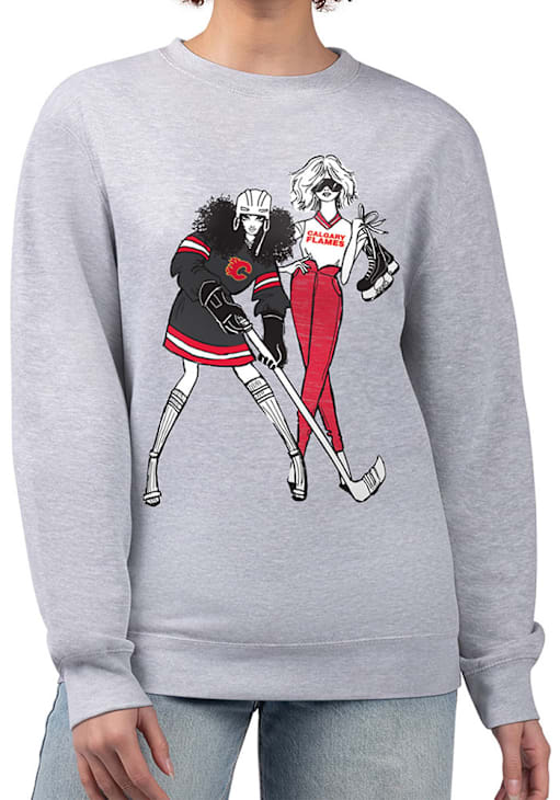 Calgary Flames 4Her Crew Sweatshirt Womens HEATHER GREY Hockey