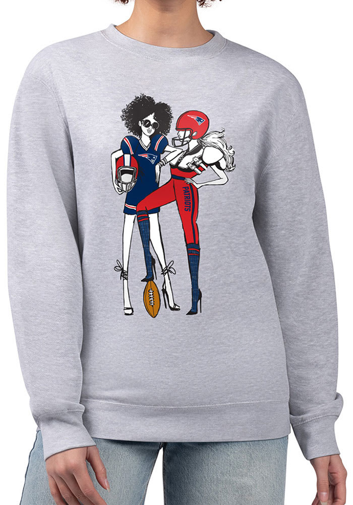 4Her New England Patriots Womens Grey Football Girls Crew Sweatshirt