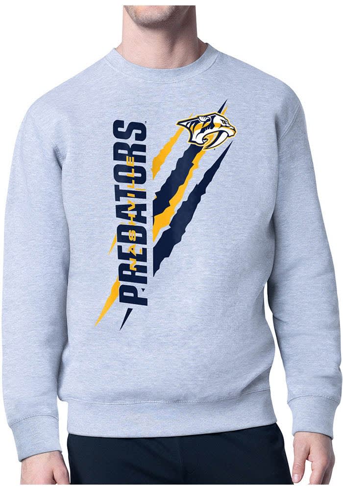 Men s Starter Heather Gray Nashville Predators Color Scratch Pullover Sweatshirt Size 2XL