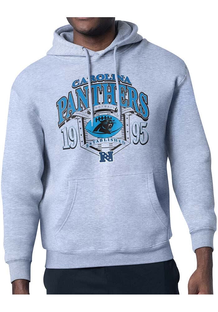 Starter Carolina Panthers Mens HEATHER GREY 80s Logo Hoodie - 43440861