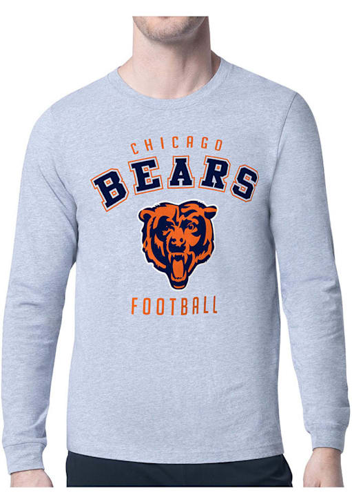 Starter Chicago Bears Logo Long Sleeve T Shirt HEATHER GREY 43441170