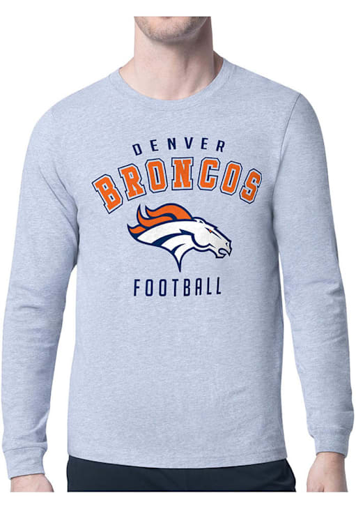 Starter Denver Broncos Logo Long Sleeve T Shirt HEATHER GREY