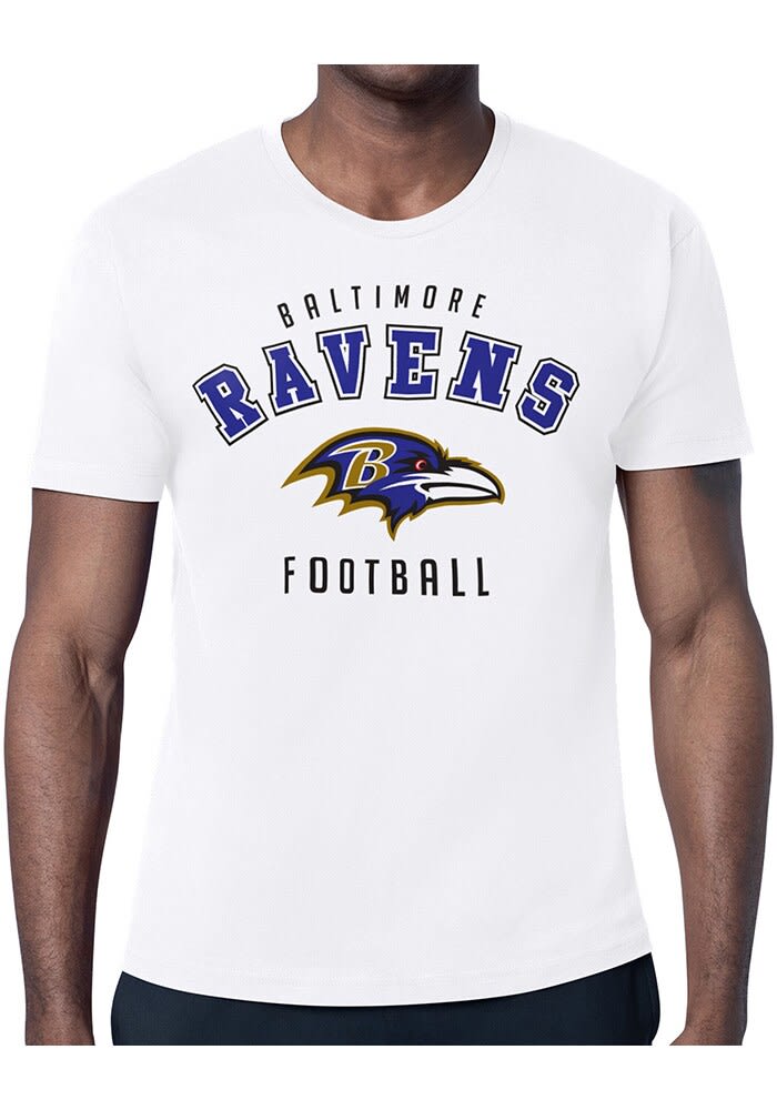 Men s Starter White Baltimore Ravens Logo T Shirt Size Large