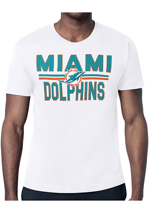 Starter Miami Dolphins White Mesh Logo Short Sleeve T Shirt 43442331