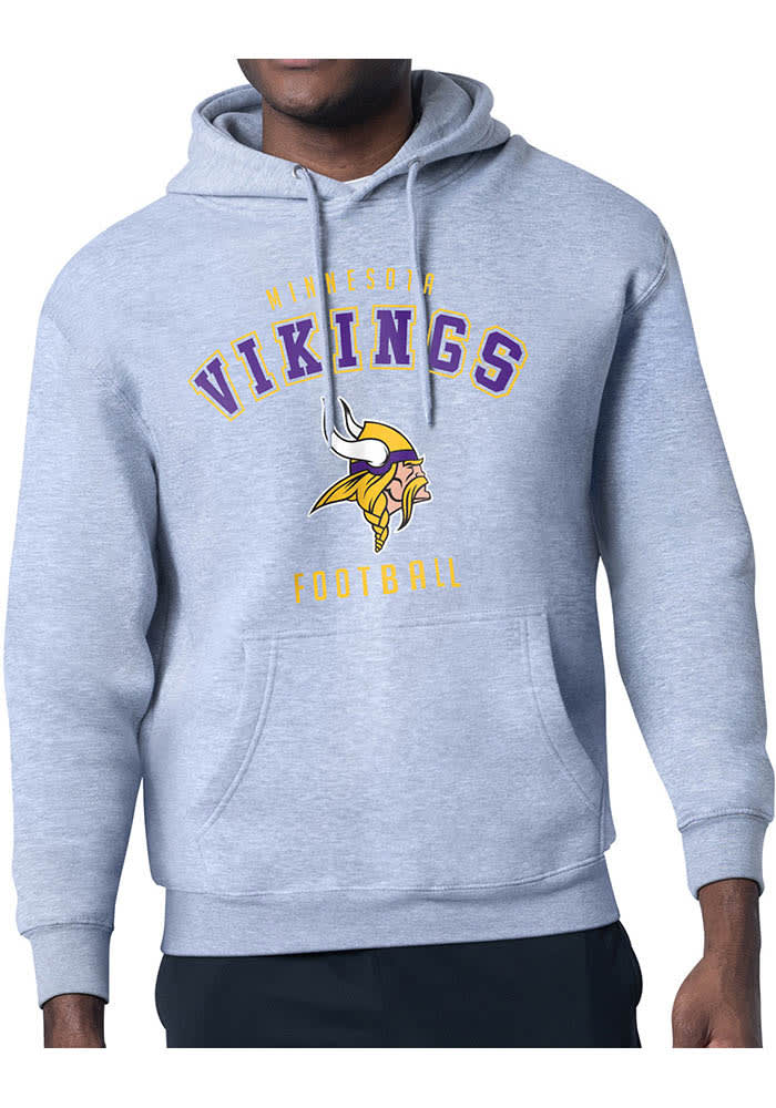 Starter Minnesota Vikings Mens HEATHER GREY Logo Hoodie - 43443515