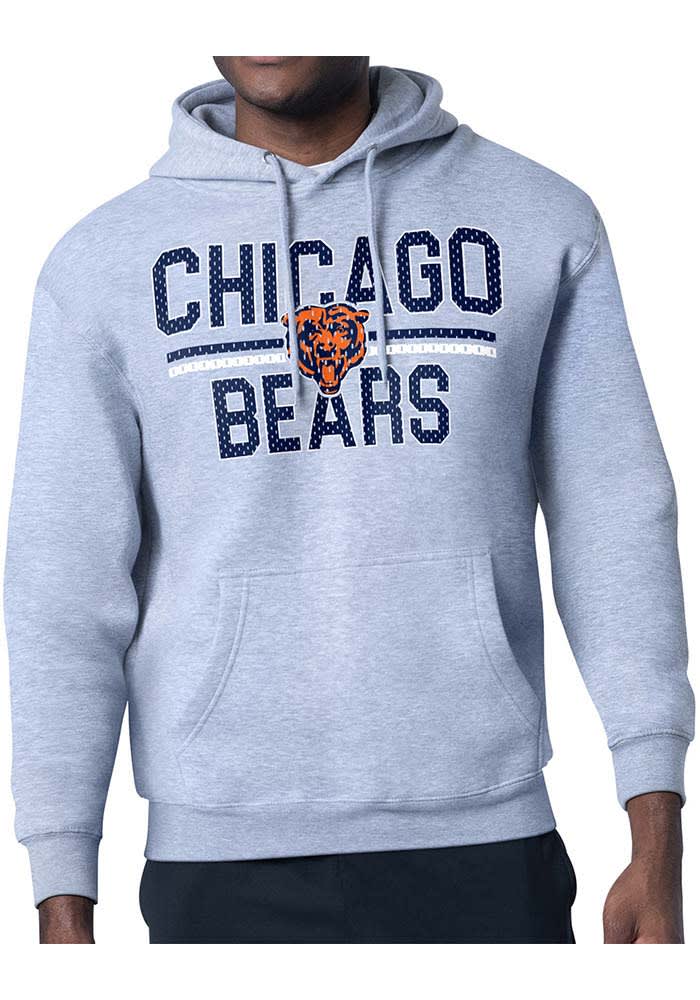 Starter Chicago Bears Mens HEATHER GREY Mesh Logo Hoodie - 43443576