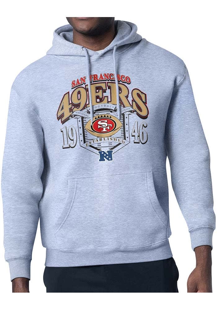 Starter San Francisco 49ers Mens HEATHER GREY 80s Logo Hoodie