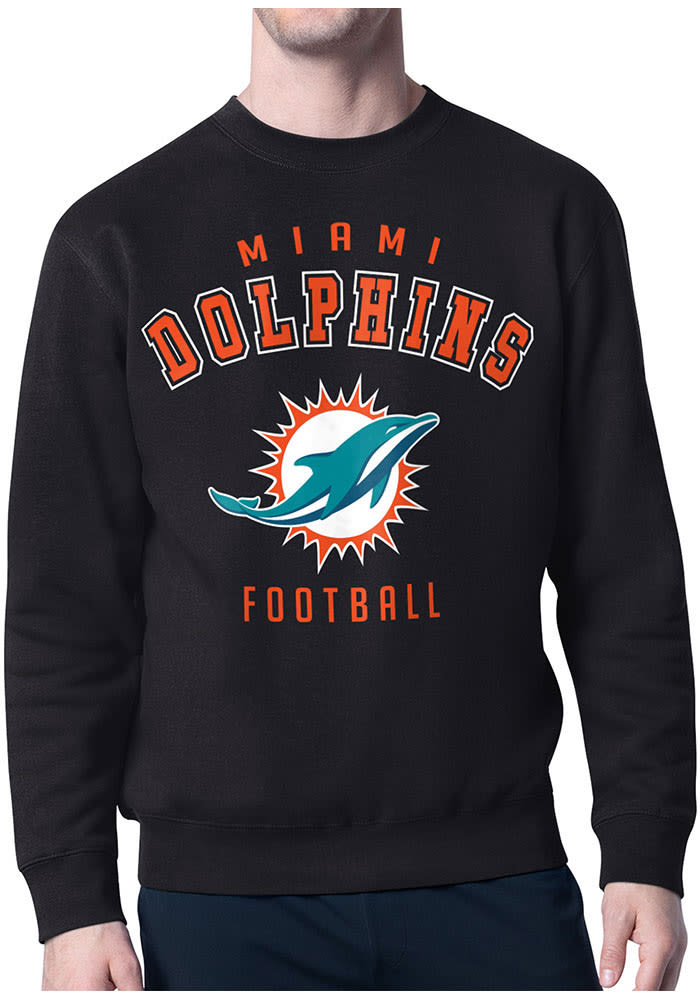 NFL Miami Dolphins Starter 製スウェット 刺繍ロゴ Starter Miami Dolphins Mens BLACK Logo Crew Sweatshirt - 43444037