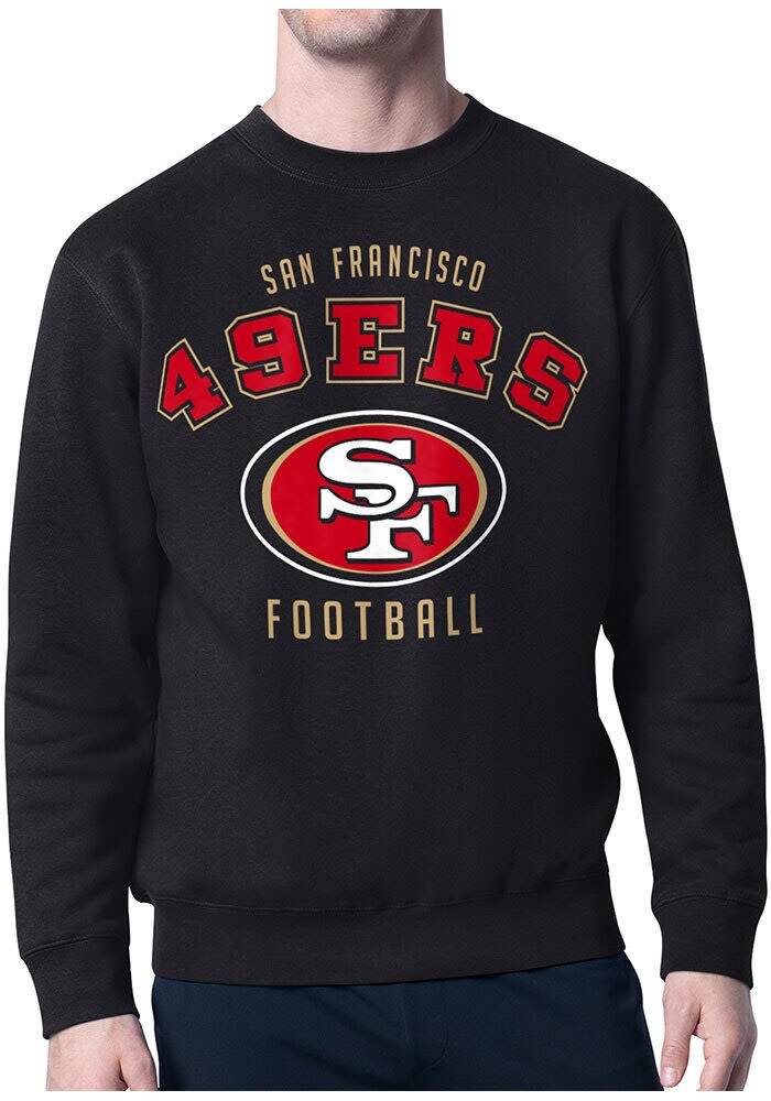 Starter San Francisco 49ers Mens BLACK Logo Crew Sweatshirt