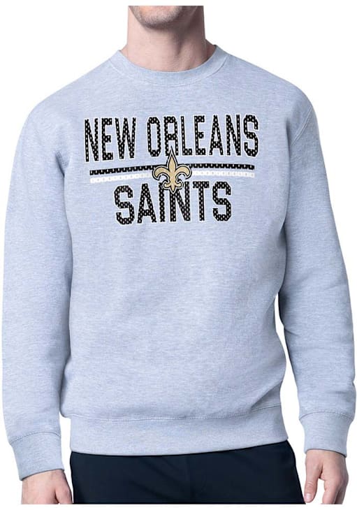 Starter New Orleans Saints Mens HEATHER GREY Mesh Logo Crew - Main Image