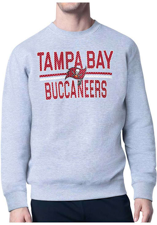 Starter Tampa Bay Buccaneers Mens HEATHER GREY Mesh Logo Crew