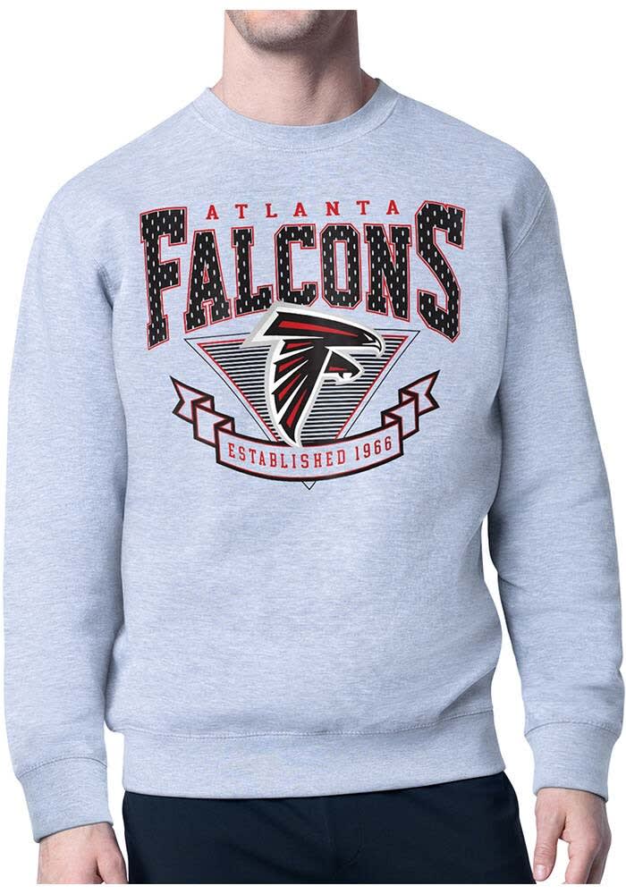 Starter Atlanta Falcons Mens Grey 80s Logo Long Sleeve Crew Sweatshirt