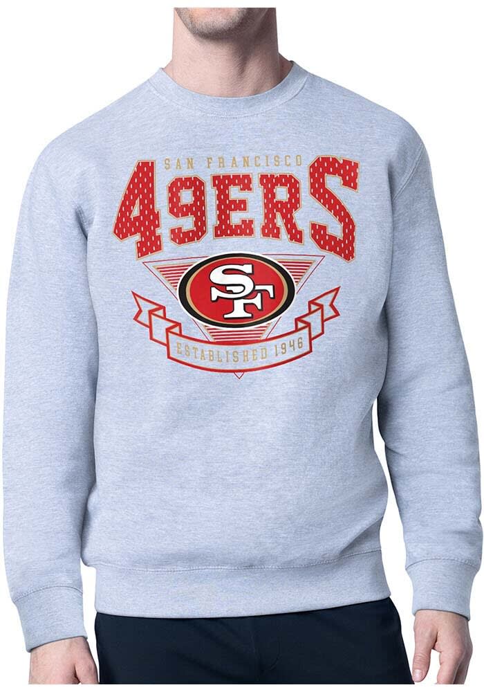 Starter San Francisco 49ers Mens HEATHER GREY 80s Logo Crew