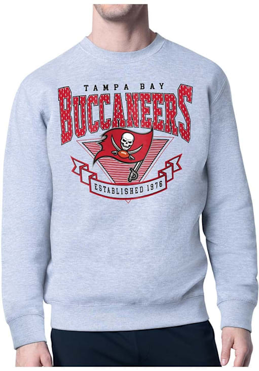 Starter Tampa Bay Buccaneers Mens HEATHER GREY 80s Logo Crew