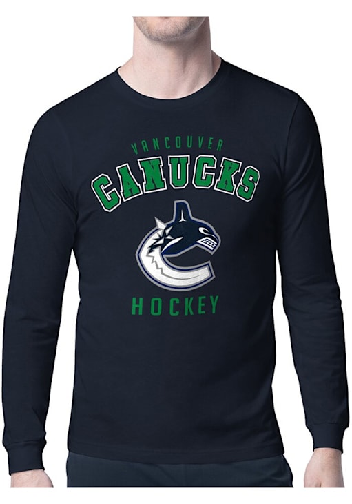 Starter Vancouver Canucks Logo Long Sleeve T Shirt NAVY 43444712