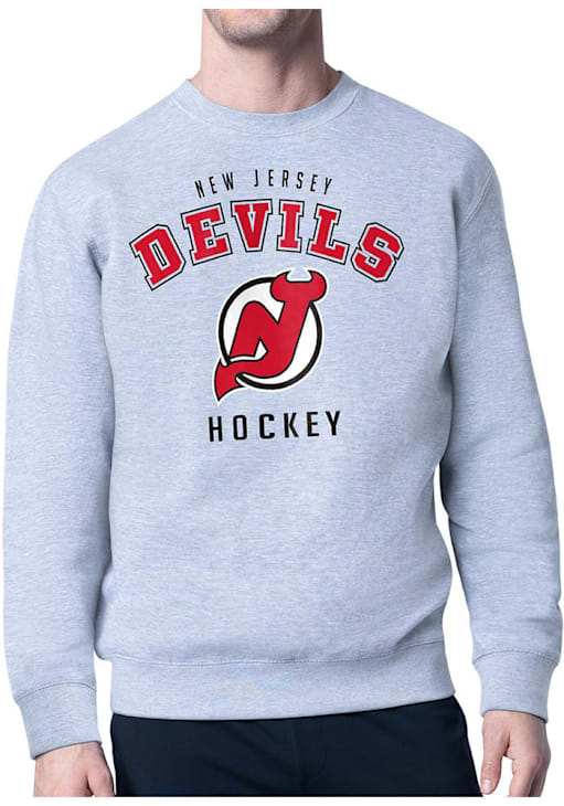 Starter New Jersey Devils Mens Logo Crew Sweatshirt HEATHER GREY