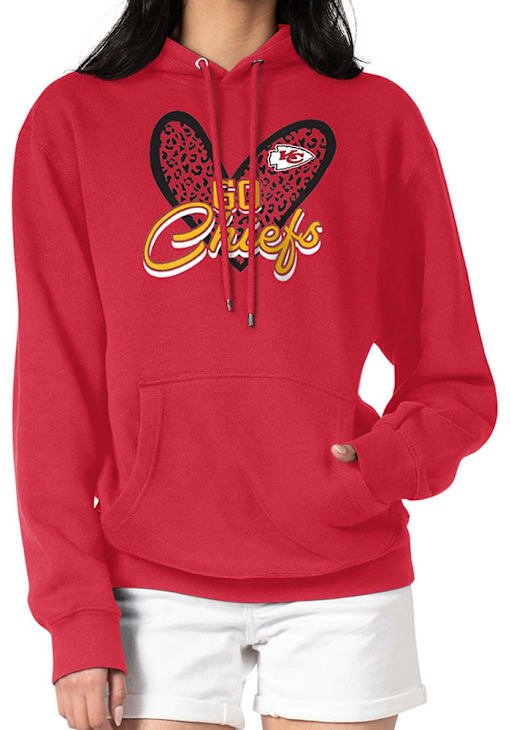 4Her Kansas City Chiefs Womens Leopard Heart Hoodie Red