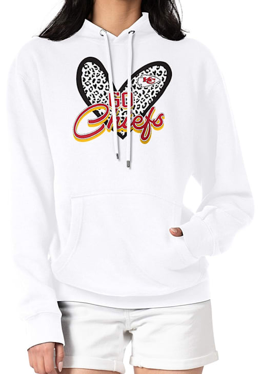 4Her Kansas City Chiefs Womens White Leopard Heart Hoodie 43447655