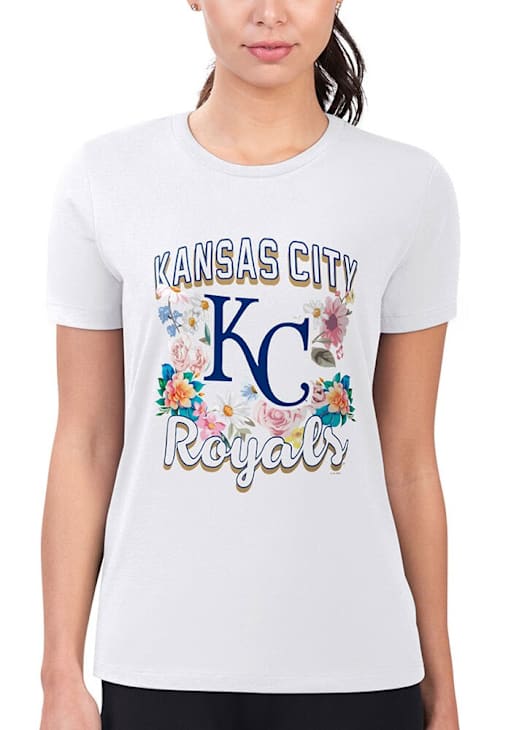 4Her Kansas City Royals Womens White Flowers Fitted T-Shirt 43449252