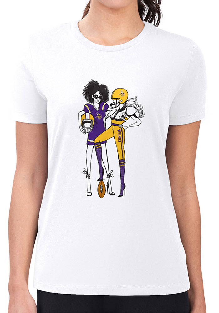 4Her Minnesota Vikings Womens White Baseball Girls Style Short Sleeve T Shirt