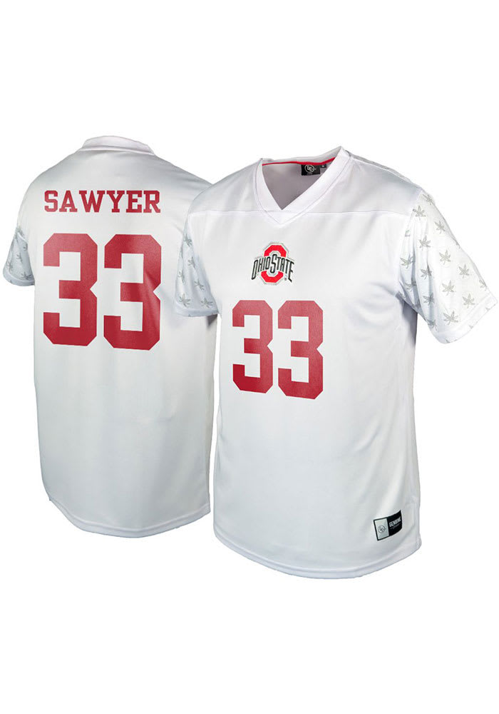 Genuine Collective Jack Sawyer Ohio State Buckeyes White Player Football Jersey White 100 POLYESTER Size M