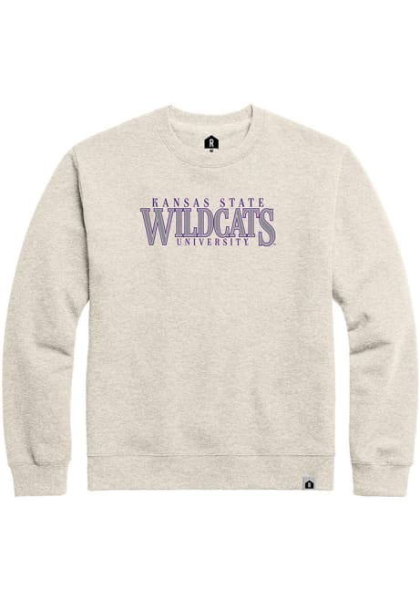 Mens Oatmeal K-State Wildcats Part Time Flat Name Crew Sweatshirt