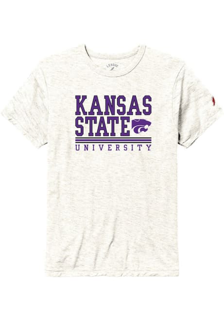 White K-State Wildcats Bandwidth Seal Short Sleeve Fashion T Shirt