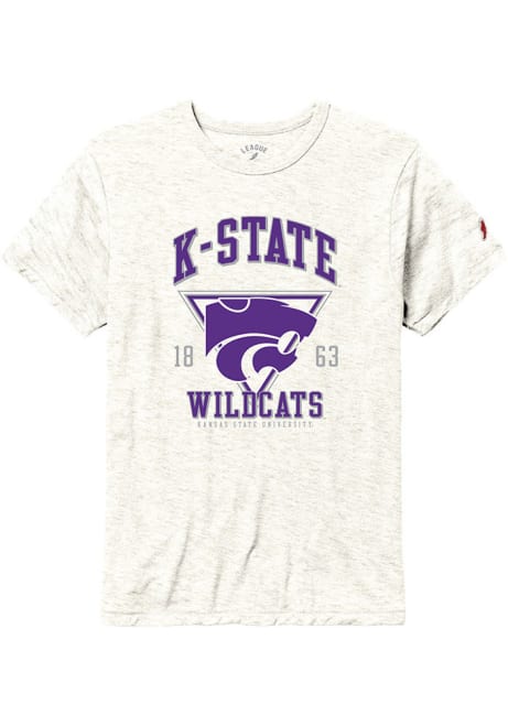 White K-State Wildcats Retro Shadow Triangle Short Sleeve Fashion T Shirt