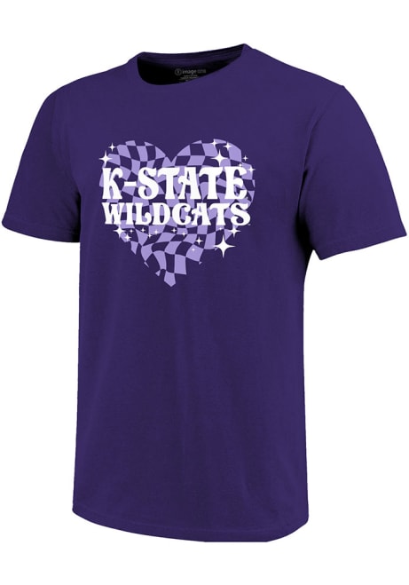 Girls Purple K-State Wildcats Funky Heart Short Sleeve T-Shirt