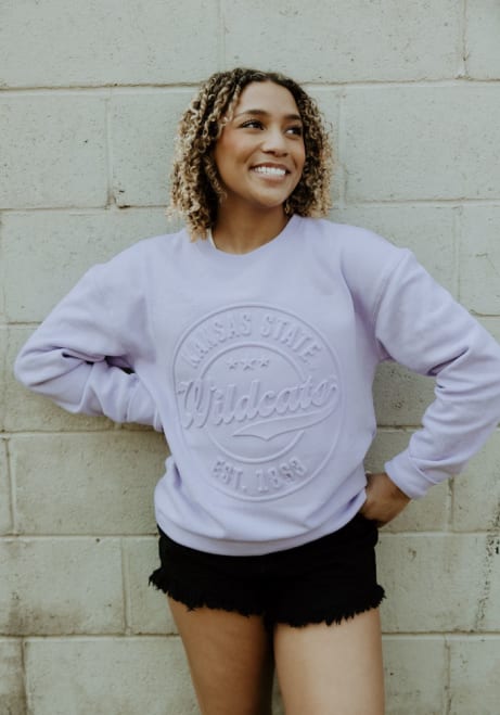 Womens K-State Wildcats Lavender Gameday Social Carson Circle Crew Sweatshirt