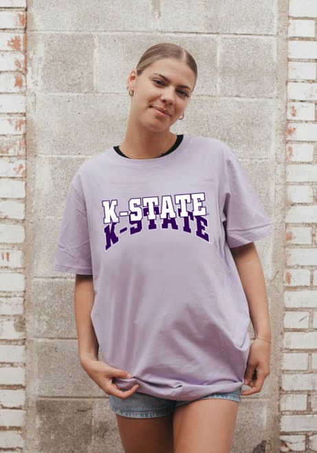 K-State Wildcats Lavender Gameday Social Stokes Stacked Short Sleeve T-Shirt