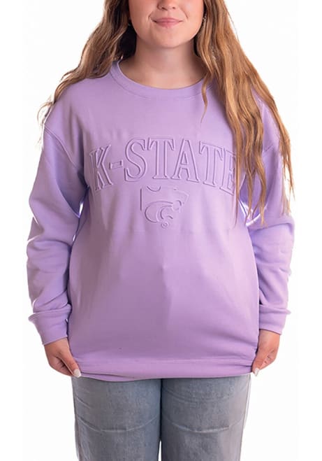 Womens K-State Wildcats Lavender Gameday Social Easley Embossed Crew Sweatshirt