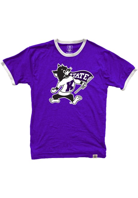 K-State Wildcats Purple Wes and Willy Vault Contrast Ringer Short Sleeve Fashion T Shirt