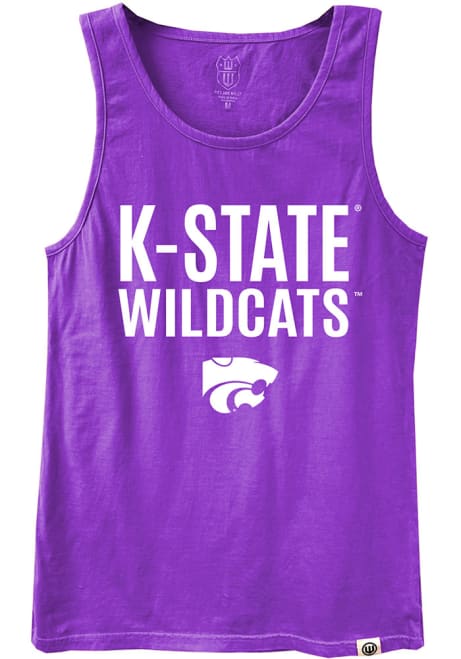Mens K-State Wildcats Purple Wes and Willy Pigment Dyed Short Sleeve Tank Top