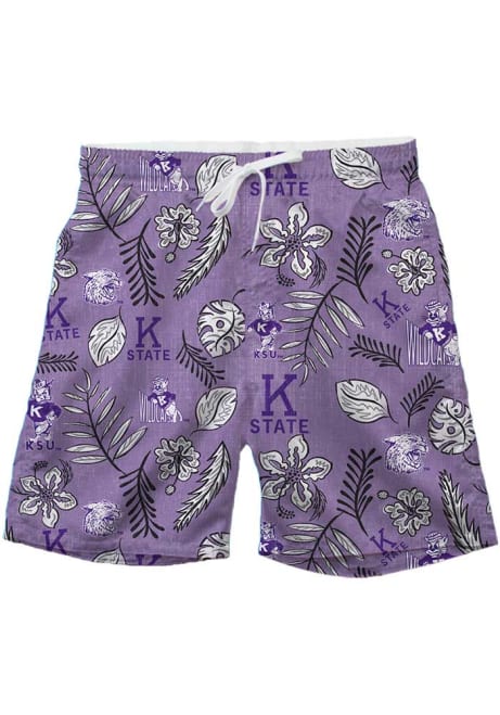 Mens K-State Wildcats Purple Wes and Willy Vintage Floral Swim Trunks