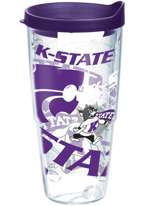 Purple K-State Wildcats All Over Logo 24oz Tumbler