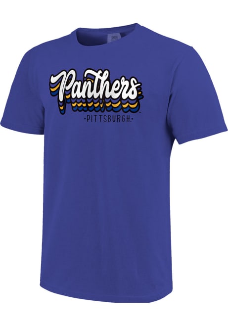 Pitt Panthers Retro Stack Script Short Sleeve T-Shirt - Blue