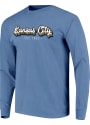 Kansas City Stacked Retro Script T Shirt - Light Blue