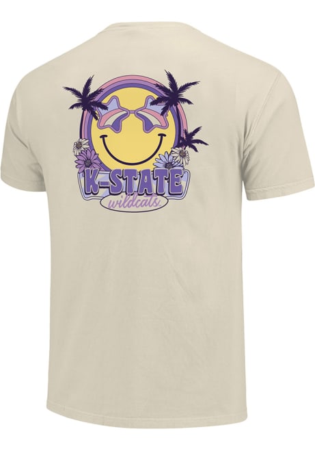 K-State Wildcats Smiley Face Flowers Short Sleeve T-Shirt - Ivory